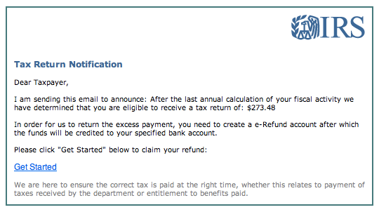 IRS Taxpayer Phishing Email